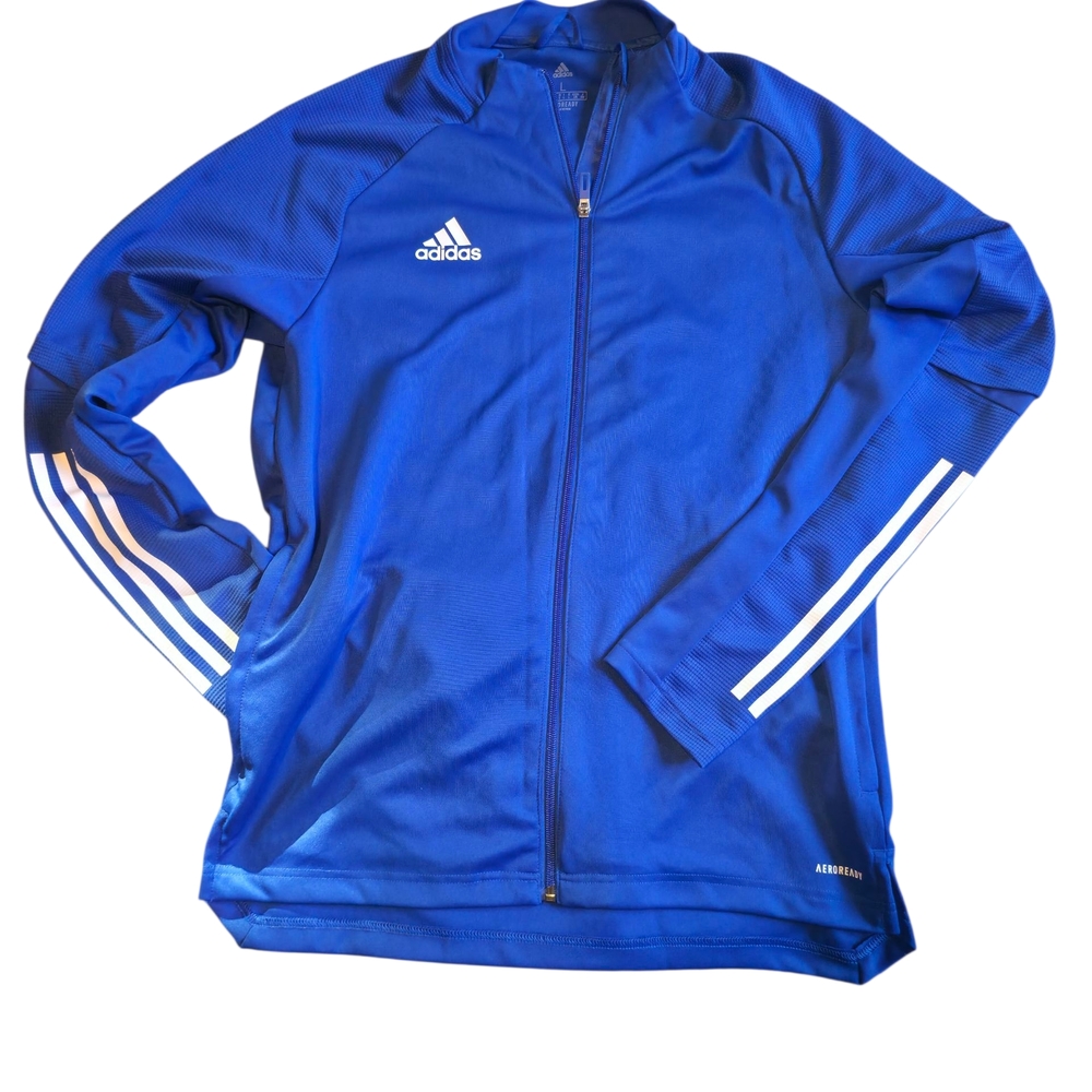 Adidas Aeroready Blue Track Jacket with White Stripes - Picture 2 of 5
